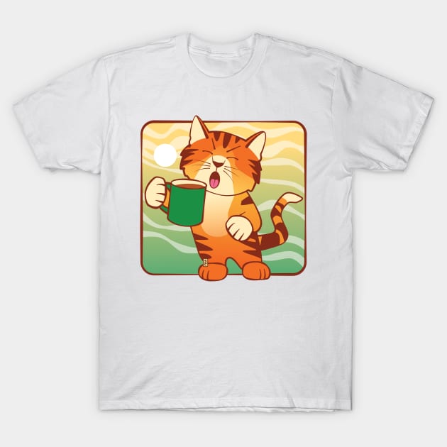 Morning Coffee Cat T-Shirt by Sue Cervenka